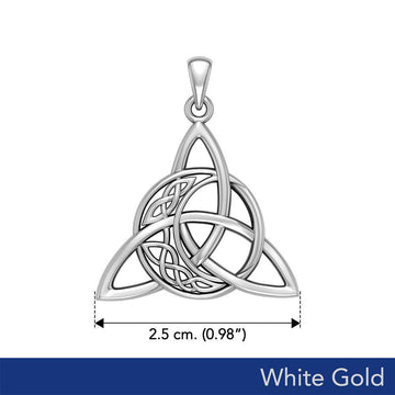 Triquetra and Celtic Crescent Moon Solid White Gold Pendant WPD5887 - Jewelry